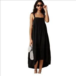 J.Crew Pintuck Midi Dress in Drapey Organza, Black, M